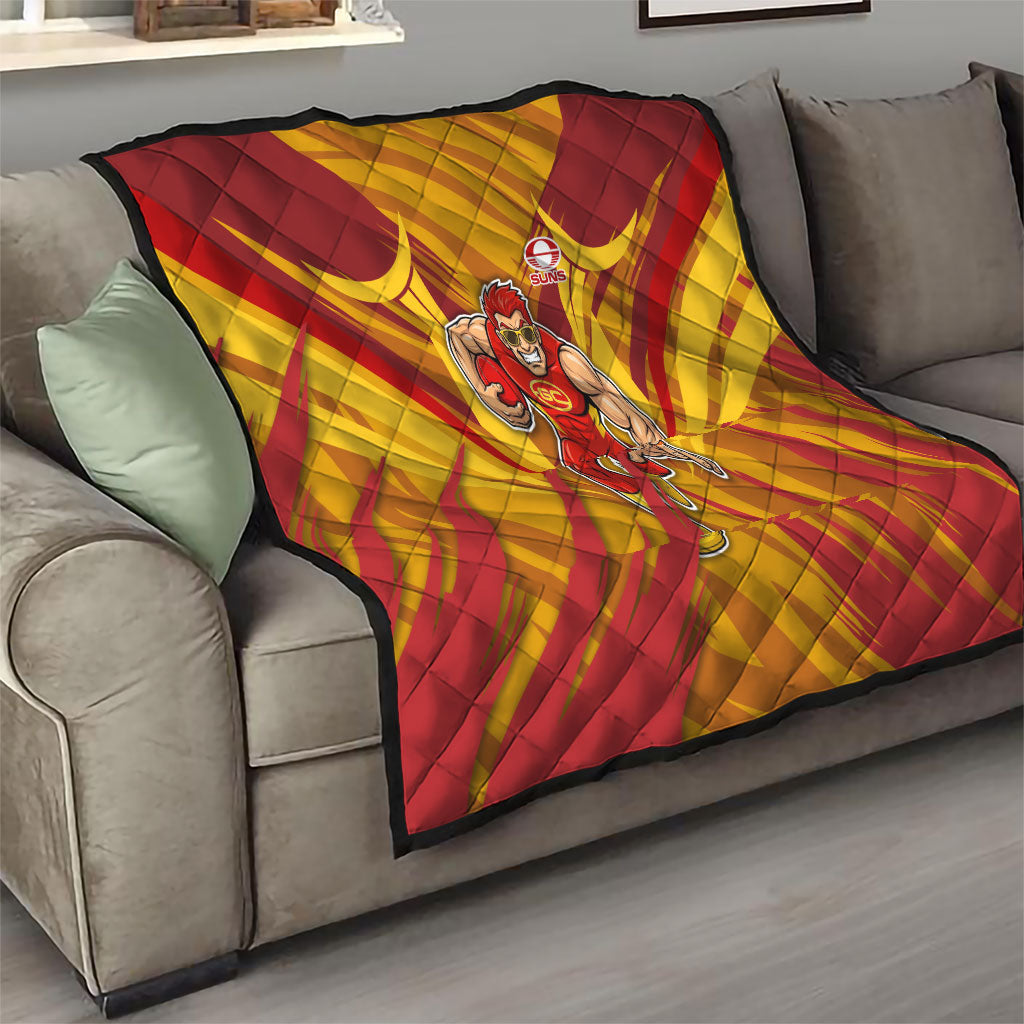 Gold Coast Suns Australian Football Quilt Heroic Solar Mascot - Bold Team Colors
