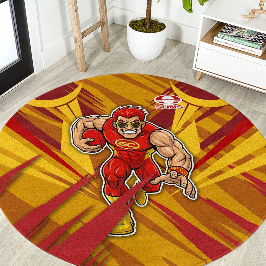 Gold Coast Suns Australian Football Round Carpet Heroic Solar Mascot - Bold Team Colors