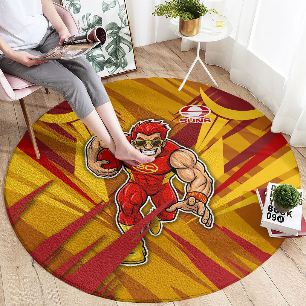 Gold Coast Suns Australian Football Round Carpet Heroic Solar Mascot - Bold Team Colors