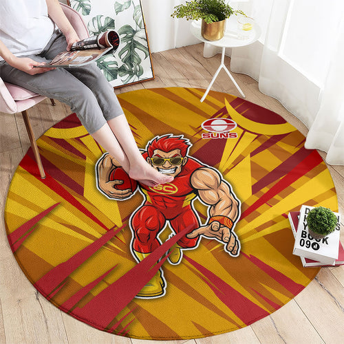Gold Coast Suns Australian Football Round Carpet Heroic Solar Mascot - Bold Team Colors