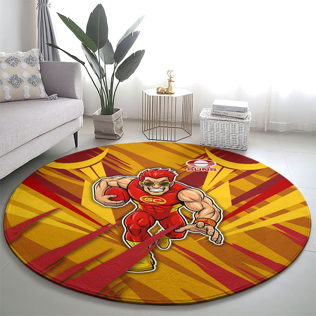 Gold Coast Suns Australian Football Round Carpet Heroic Solar Mascot - Bold Team Colors