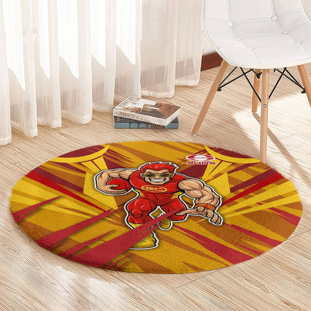 Gold Coast Suns Australian Football Round Carpet Heroic Solar Mascot - Bold Team Colors