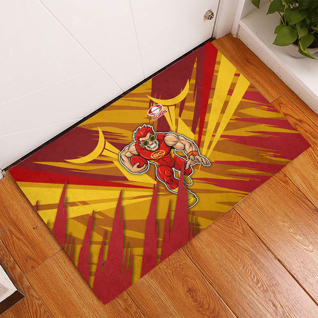 Gold Coast Suns Australian Football Rubber Doormat Heroic Solar Mascot - Bold Team Colors