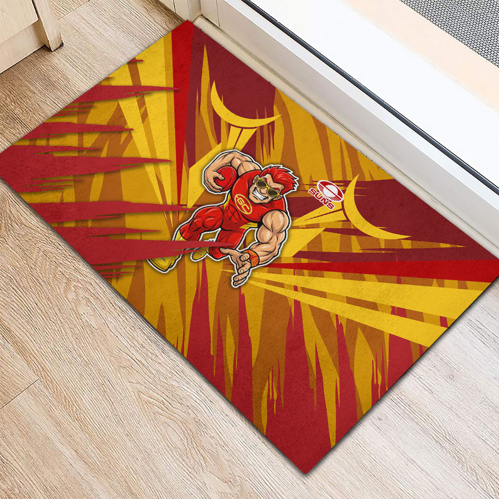 Gold Coast Suns Australian Football Rubber Doormat Heroic Solar Mascot - Bold Team Colors