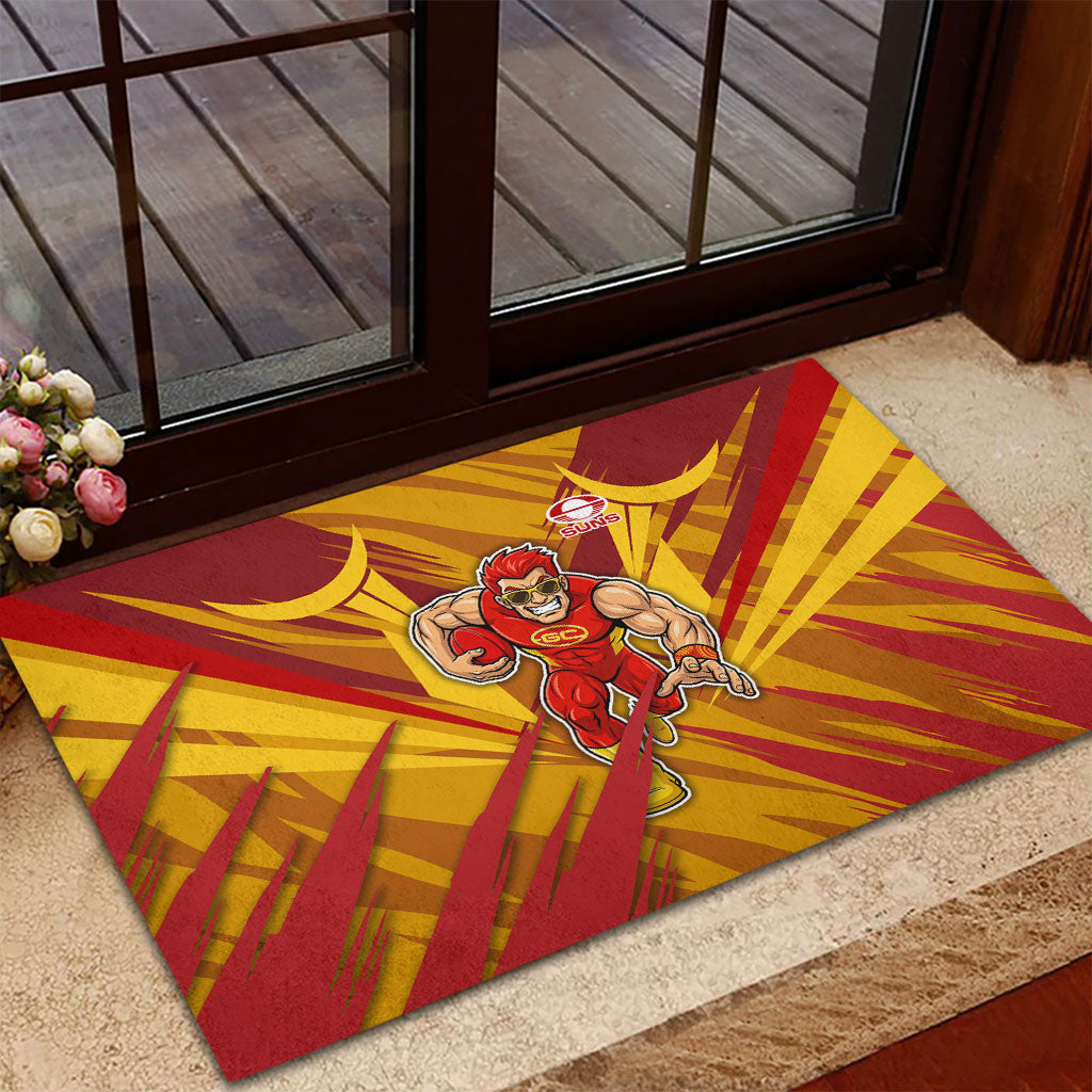 Gold Coast Suns Australian Football Rubber Doormat Heroic Solar Mascot - Bold Team Colors