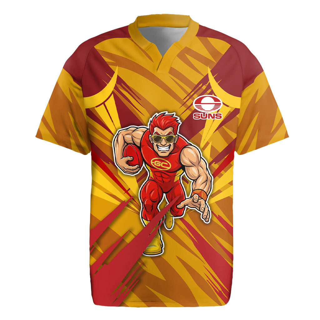 Gold Coast Suns Australian Football Rugby Jersey Heroic Solar Mascot - Bold Team Colors