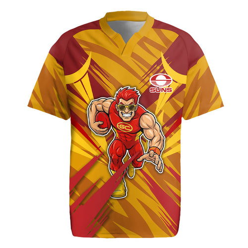 Gold Coast Suns Australian Football Rugby Jersey Heroic Solar Mascot - Bold Team Colors