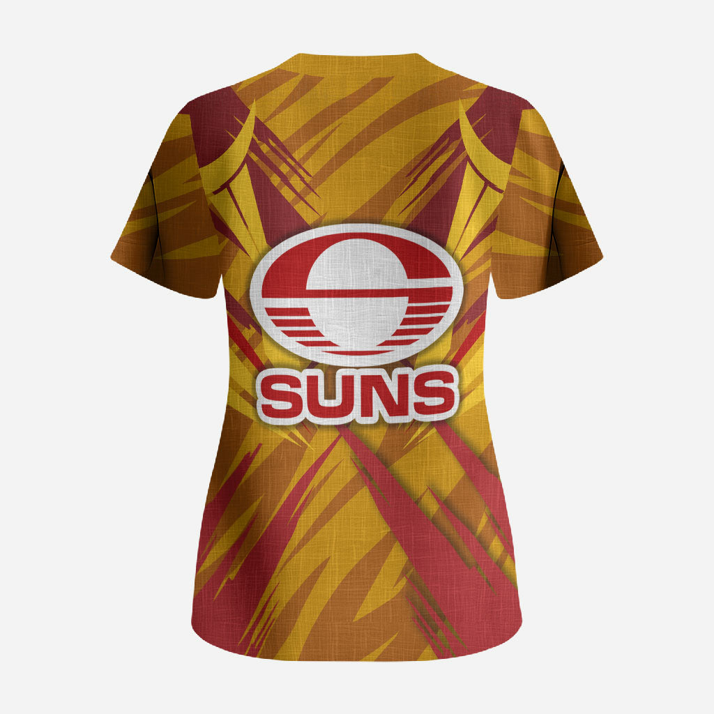 Gold Coast Suns Australian Football Scrub Top Heroic Solar Mascot - Bold Team Colors