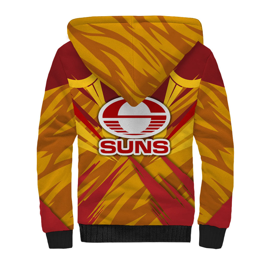 Gold Coast Suns Australian Football Sherpa Hoodie Heroic Solar Mascot - Bold Team Colors