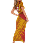 Gold Coast Suns Australian Football Short Sleeve Bodycon Dress Heroic Solar Mascot - Bold Team Colors