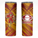 Gold Coast Suns Australian Football Skinny Tumbler Heroic Solar Mascot - Bold Team Colors