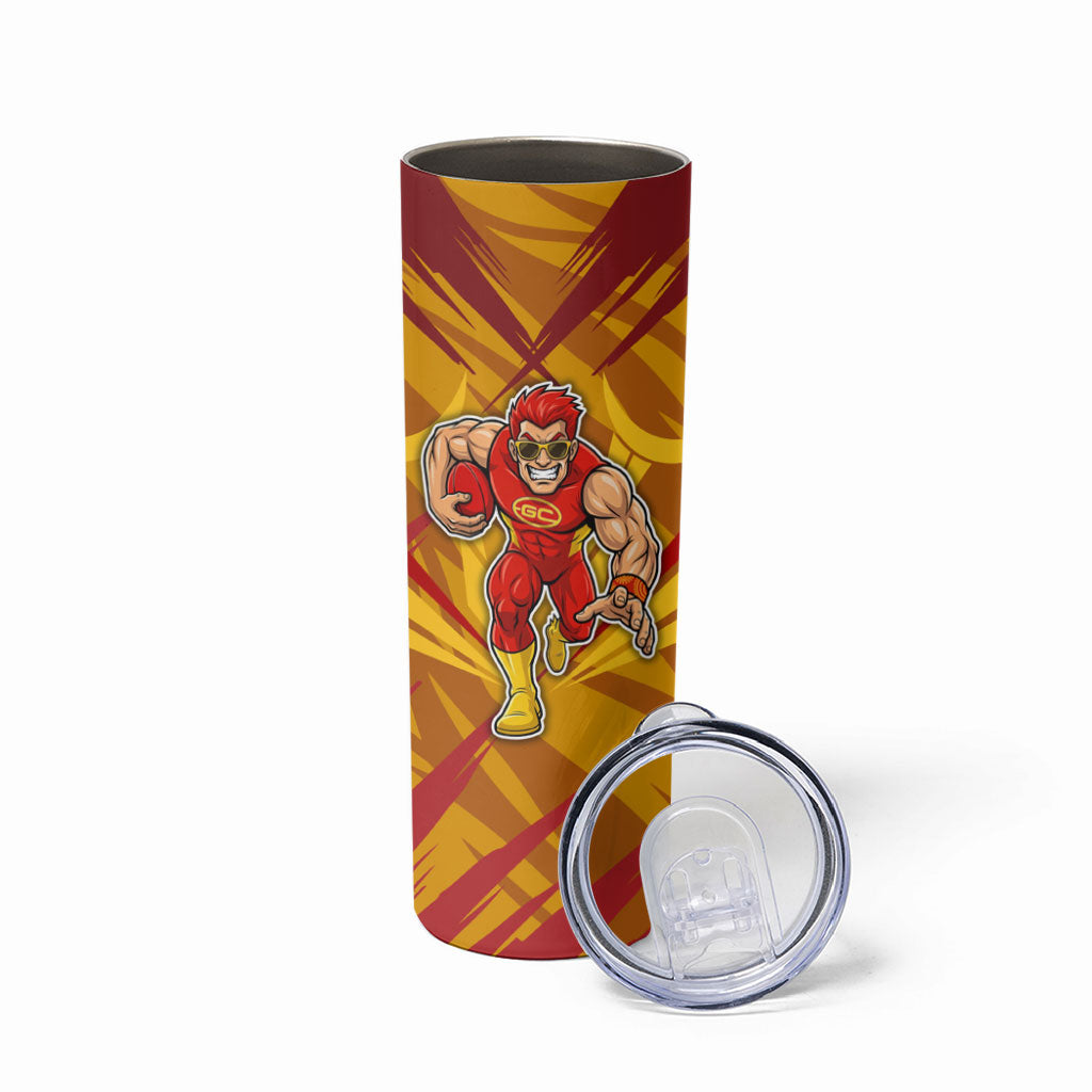 Gold Coast Suns Australian Football Skinny Tumbler Heroic Solar Mascot - Bold Team Colors
