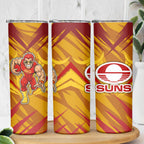 Gold Coast Suns Australian Football Skinny Tumbler Heroic Solar Mascot - Bold Team Colors