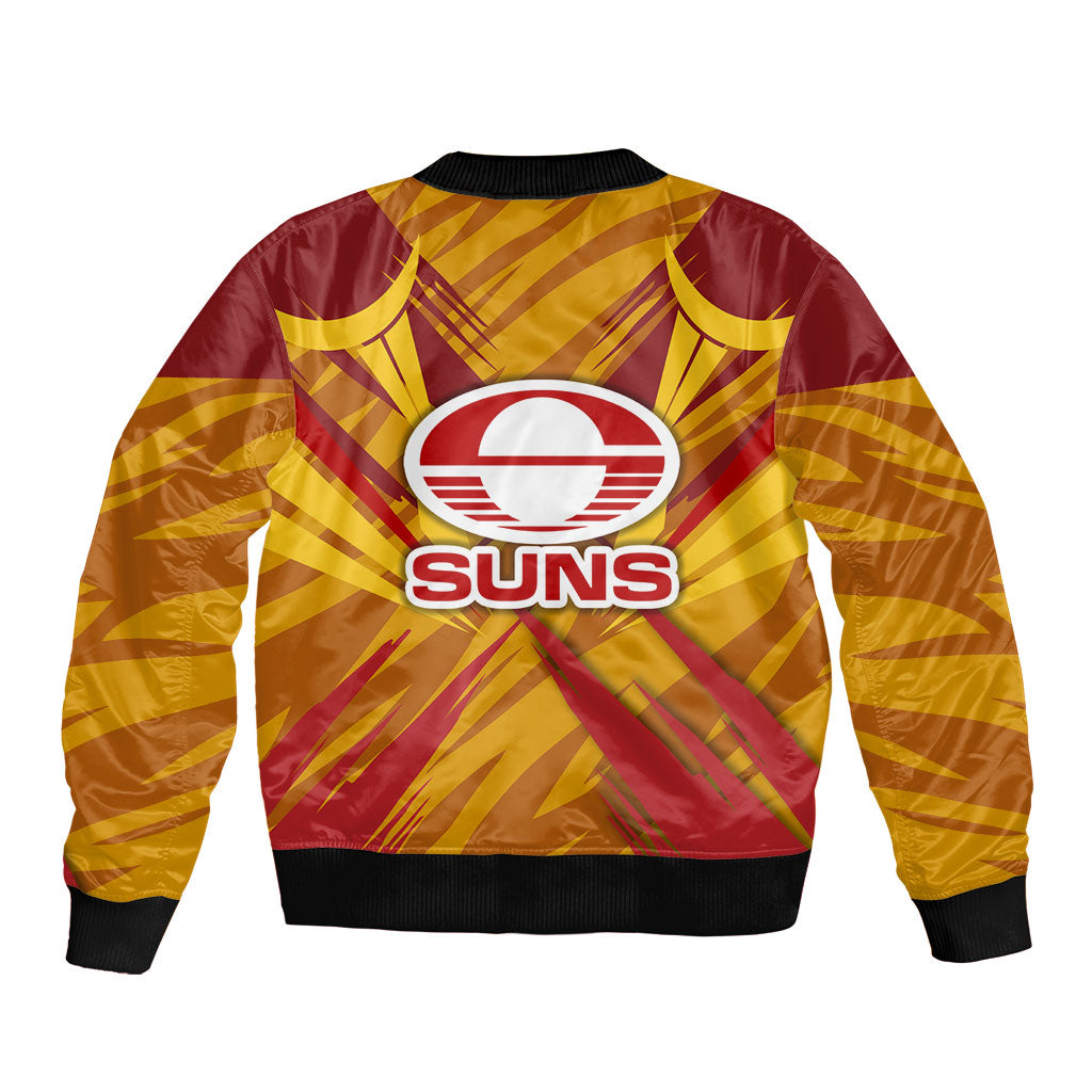 Gold Coast Suns Australian Football Sleeve Zip Bomber Jacket Heroic Solar Mascot - Bold Team Colors
