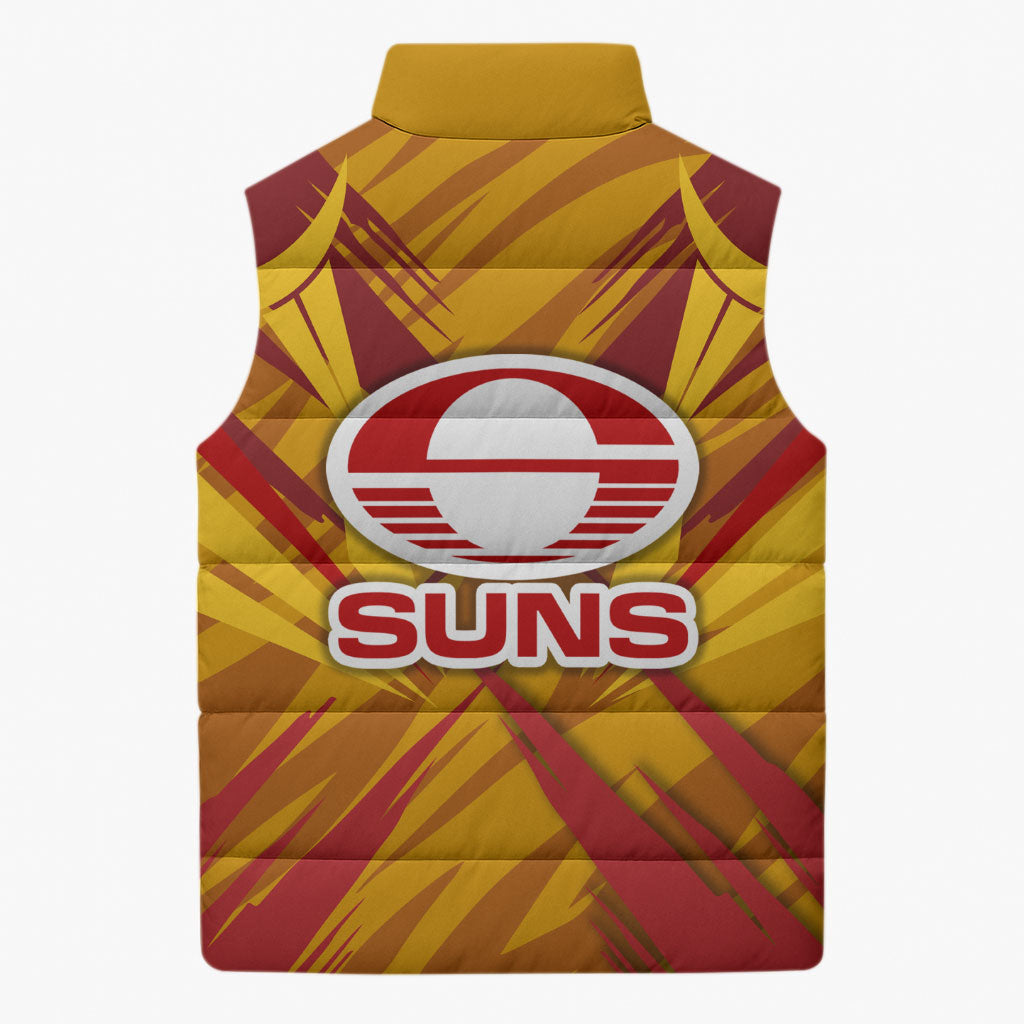 Gold Coast Suns Australian Football Sleeveless Puffer Jacket Heroic Solar Mascot - Bold Team Colors