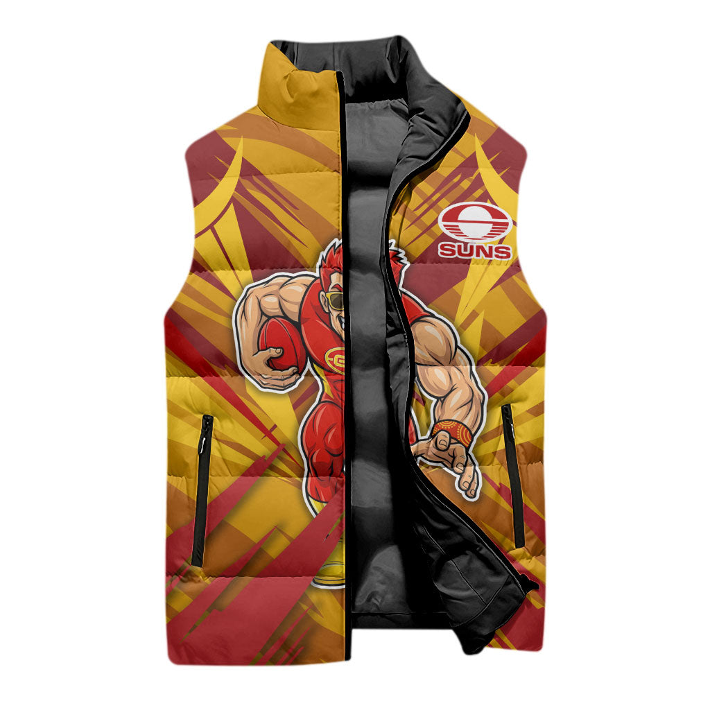 Gold Coast Suns Australian Football Sleeveless Puffer Jacket Heroic Solar Mascot - Bold Team Colors
