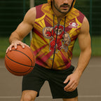 Gold Coast Suns Australian Football Sleeveless Zip Hoodie Heroic Solar Mascot - Bold Team Colors