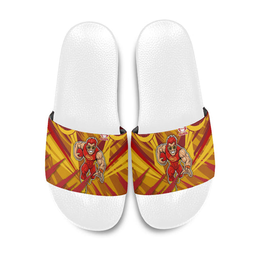 Gold Coast Suns Australian Football Slide Sandals Heroic Solar Mascot - Bold Team Colors