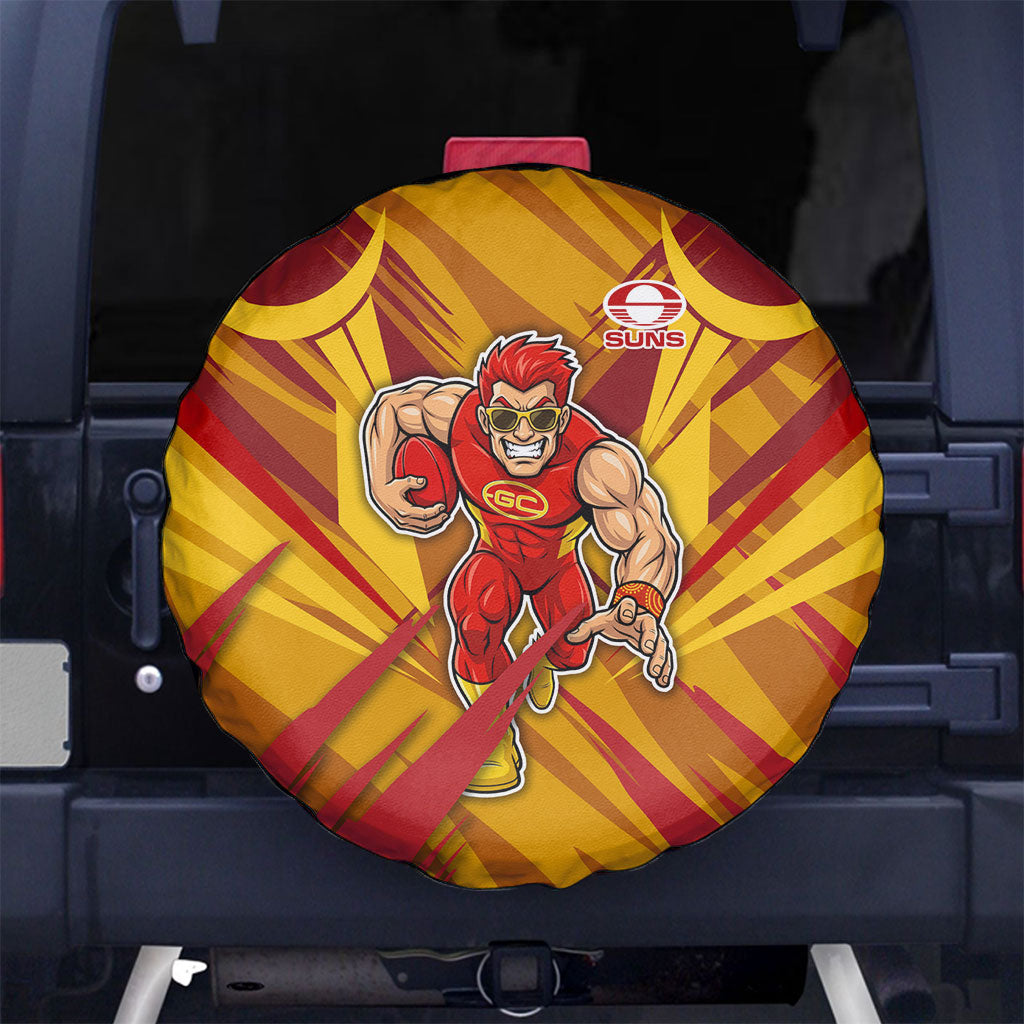 Gold Coast Suns Australian Football Spare Tire Cover Heroic Solar Mascot - Bold Team Colors