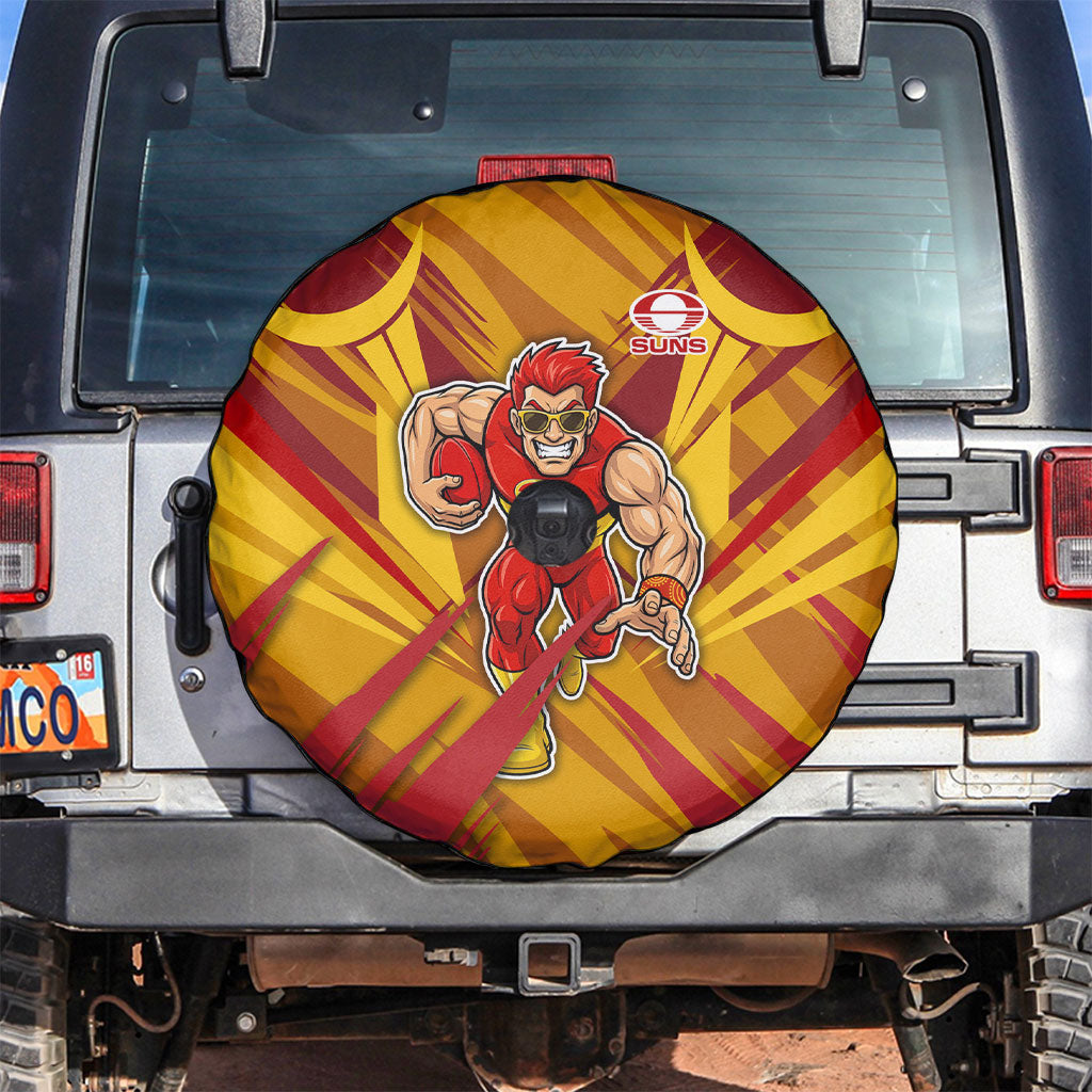 Gold Coast Suns Australian Football Spare Tire Cover Heroic Solar Mascot - Bold Team Colors