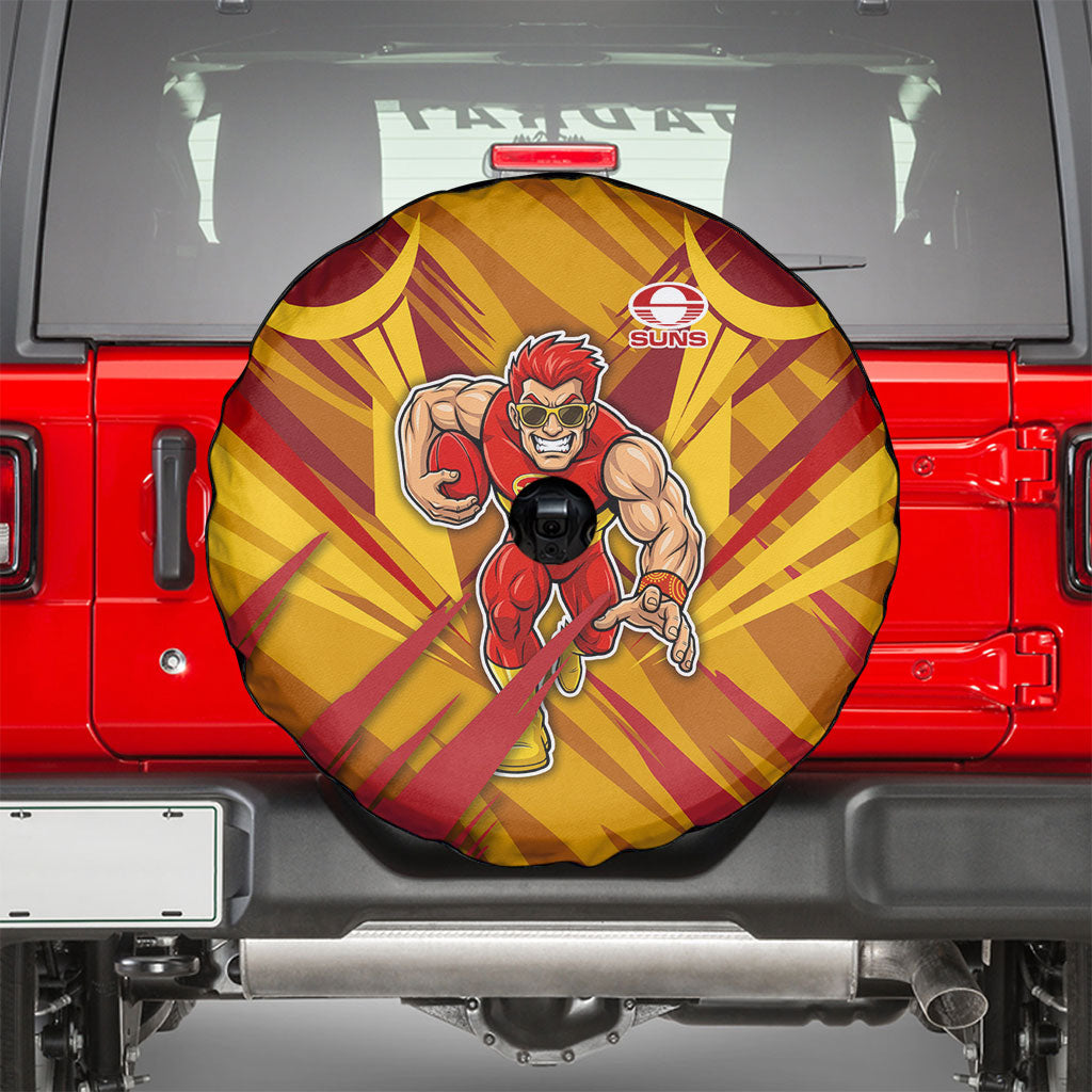 Gold Coast Suns Australian Football Spare Tire Cover Heroic Solar Mascot - Bold Team Colors