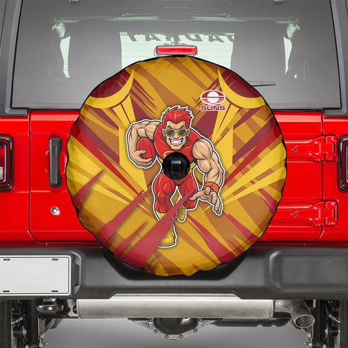 Gold Coast Suns Australian Football Spare Tire Cover Heroic Solar Mascot - Bold Team Colors