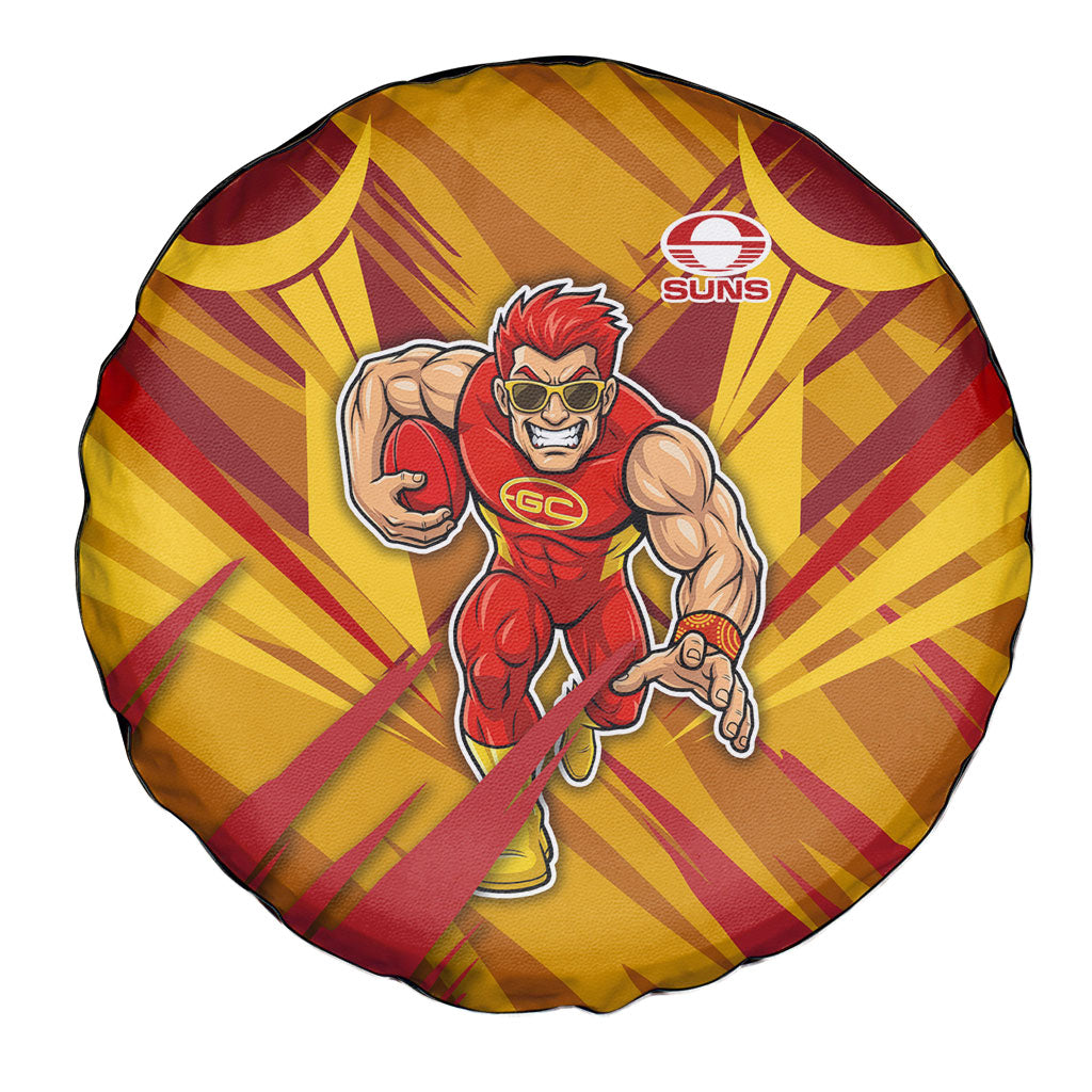 Gold Coast Suns Australian Football Spare Tire Cover Heroic Solar Mascot - Bold Team Colors