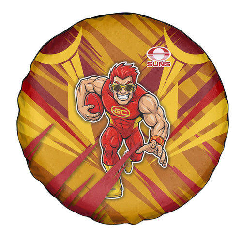 Gold Coast Suns Australian Football Spare Tire Cover Heroic Solar Mascot - Bold Team Colors