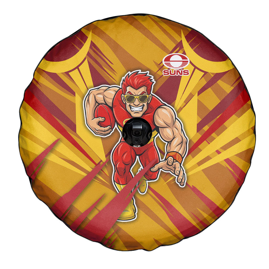 Gold Coast Suns Australian Football Spare Tire Cover Heroic Solar Mascot - Bold Team Colors