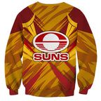 Gold Coast Suns Australian Football Sweatshirt Heroic Solar Mascot - Bold Team Colors