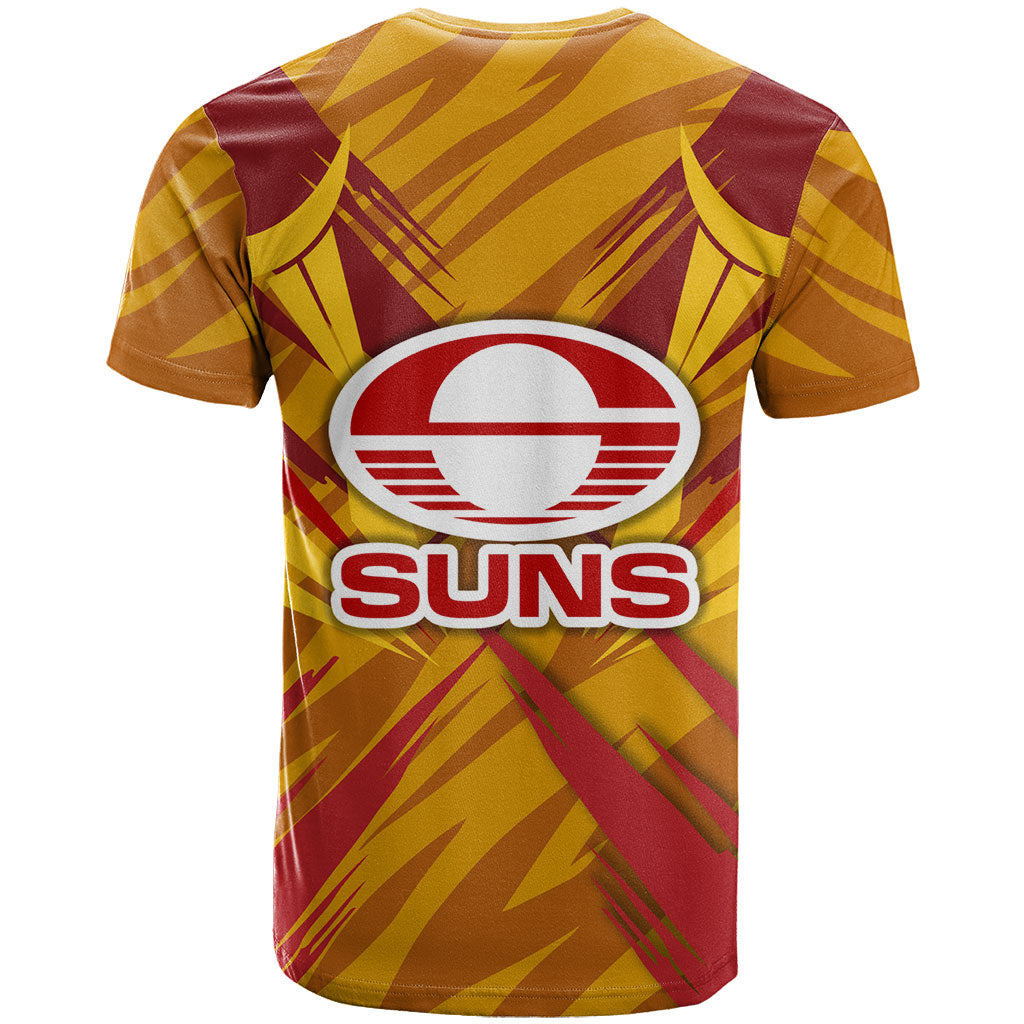 Gold Coast Suns Australian Football T Shirt Heroic Solar Mascot - Bold Team Colors