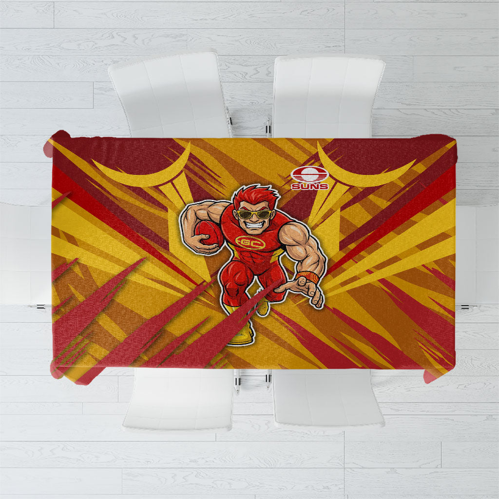 Gold Coast Suns Australian Football Tablecloth Heroic Solar Mascot - Bold Team Colors