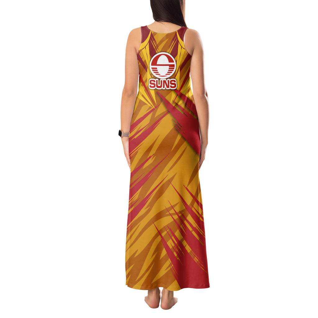 Gold Coast Suns Australian Football Tank Maxi Dress Heroic Solar Mascot - Bold Team Colors
