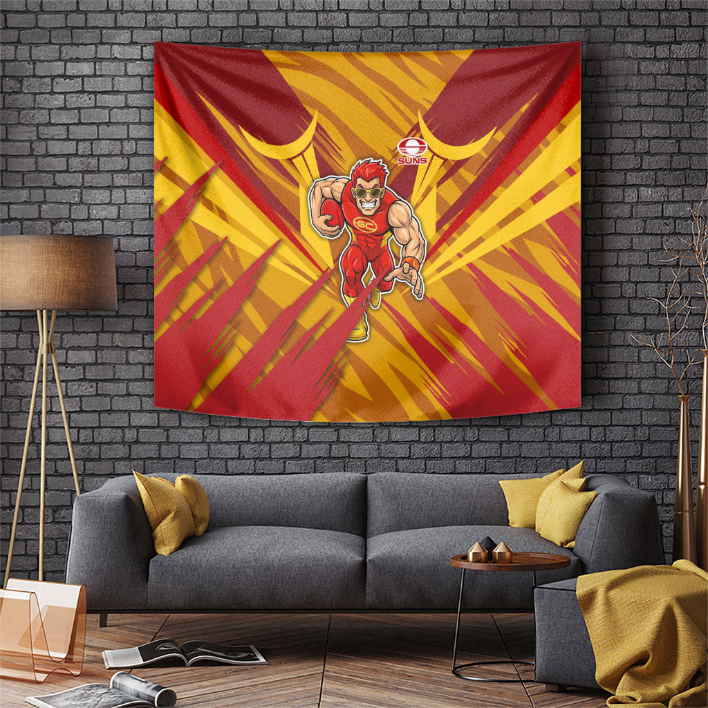 Gold Coast Suns Australian Football Tapestry Heroic Solar Mascot - Bold Team Colors