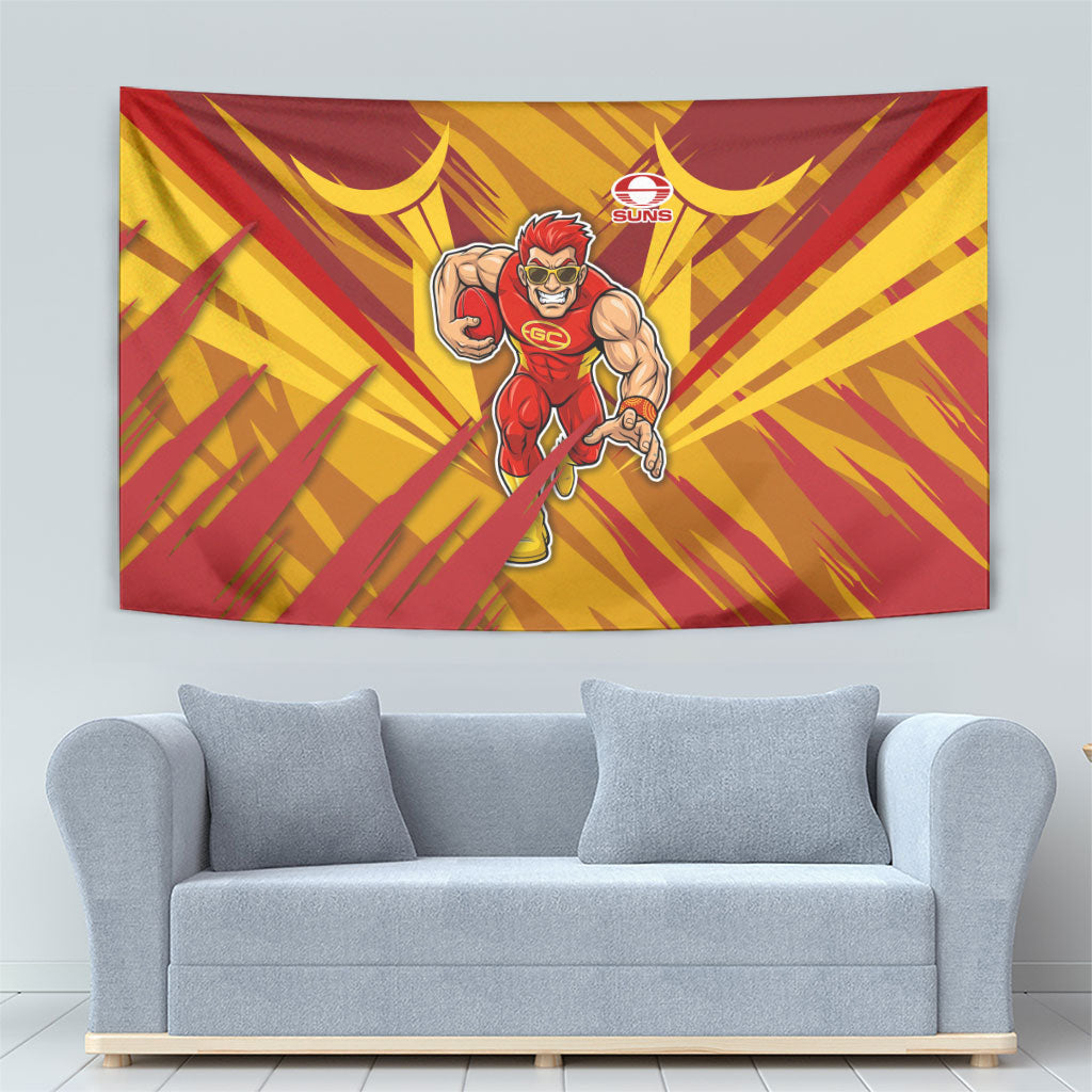 Gold Coast Suns Australian Football Tapestry Heroic Solar Mascot - Bold Team Colors