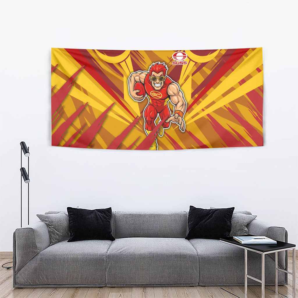 Gold Coast Suns Australian Football Tapestry Heroic Solar Mascot - Bold Team Colors