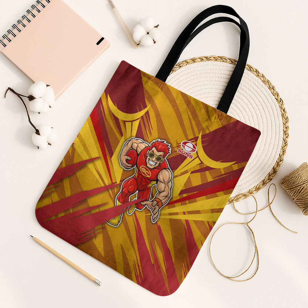 Gold Coast Suns Australian Football Tote Bag Heroic Solar Mascot - Bold Team Colors