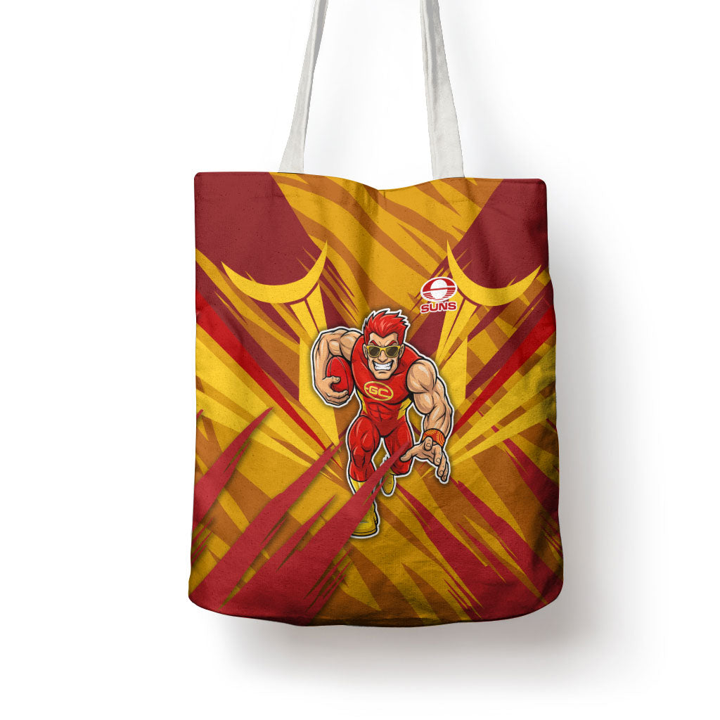 Gold Coast Suns Australian Football Tote Bag Heroic Solar Mascot - Bold Team Colors
