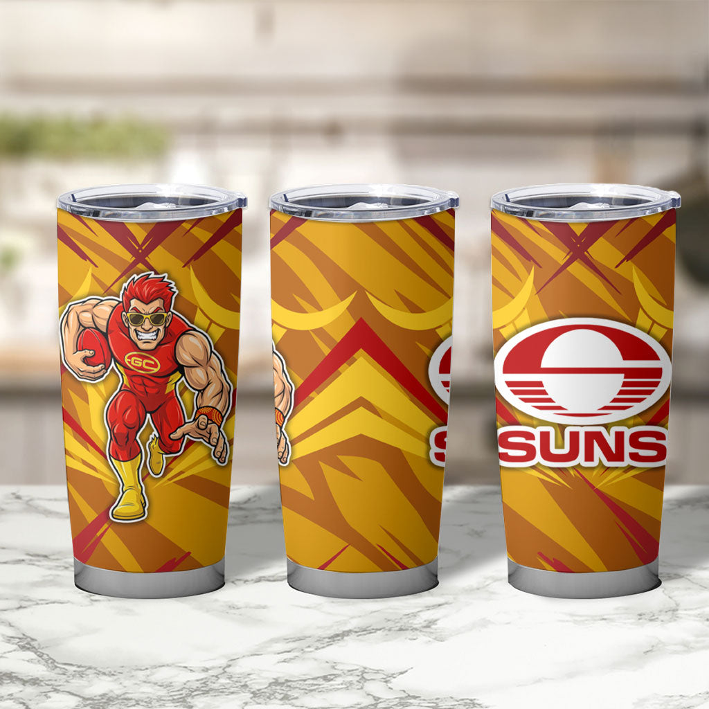 Gold Coast Suns Australian Football Tumbler Cup Heroic Solar Mascot - Bold Team Colors