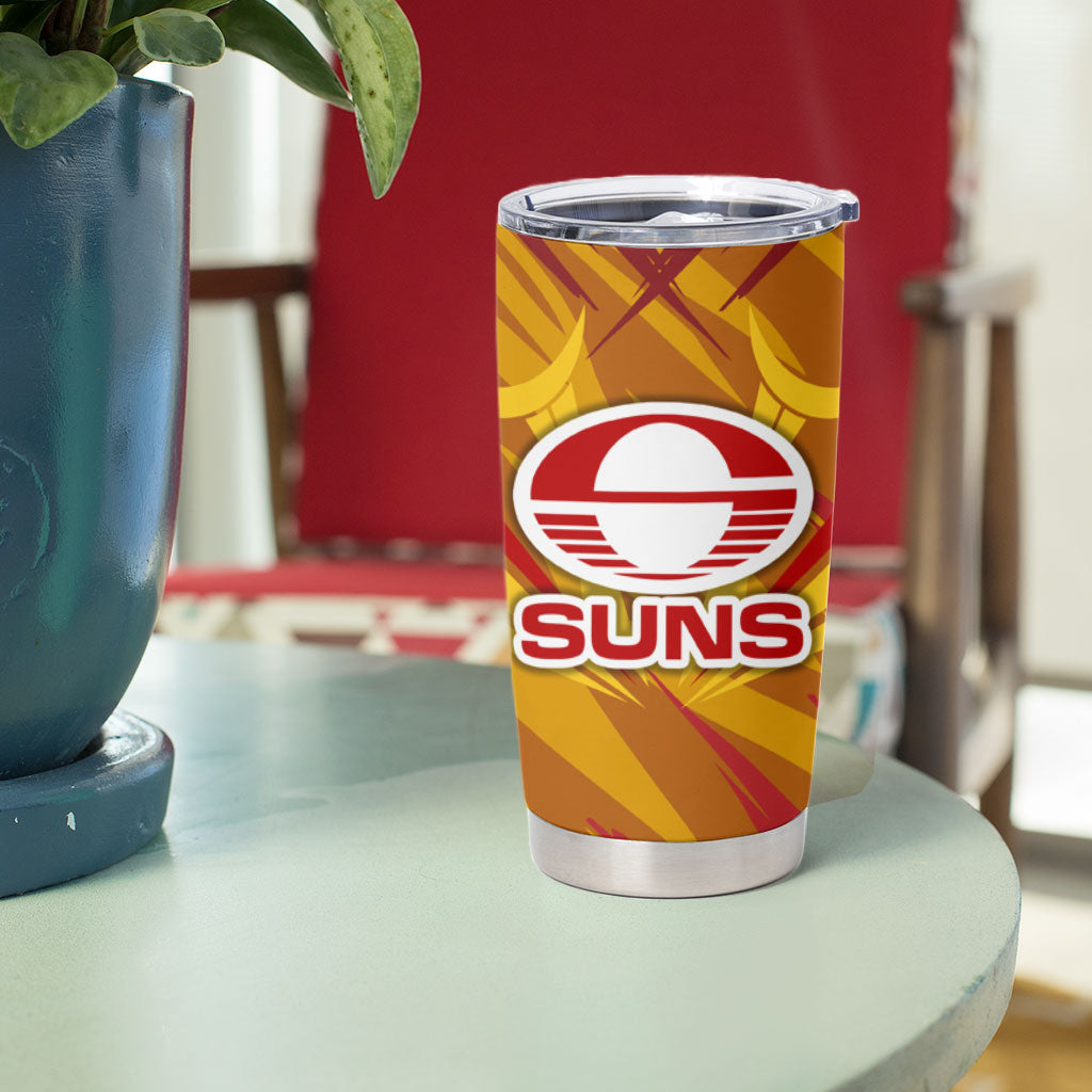 Gold Coast Suns Australian Football Tumbler Cup Heroic Solar Mascot - Bold Team Colors