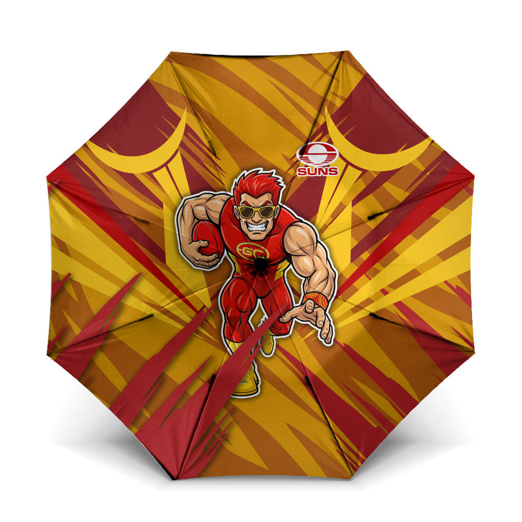 Gold Coast Suns Australian Football Umbrella Heroic Solar Mascot - Bold Team Colors