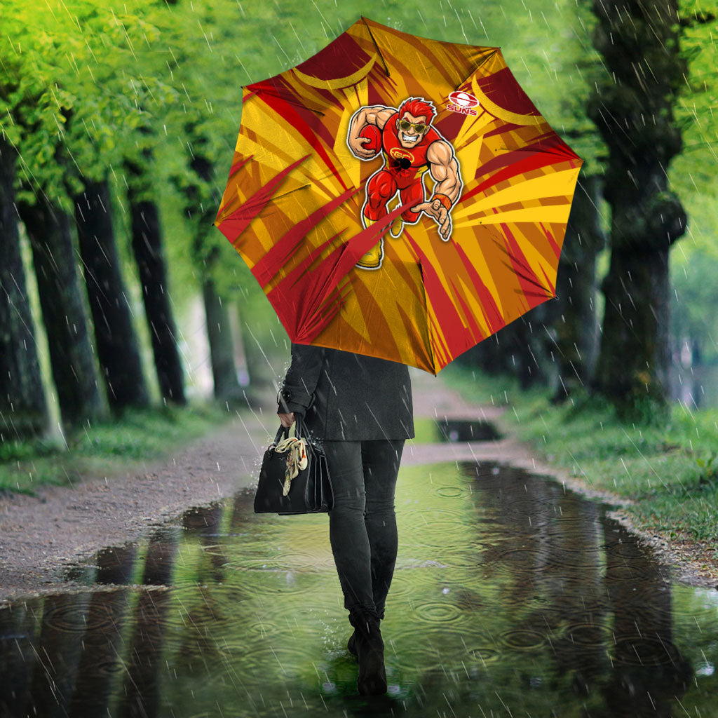 Gold Coast Suns Australian Football Umbrella Heroic Solar Mascot - Bold Team Colors
