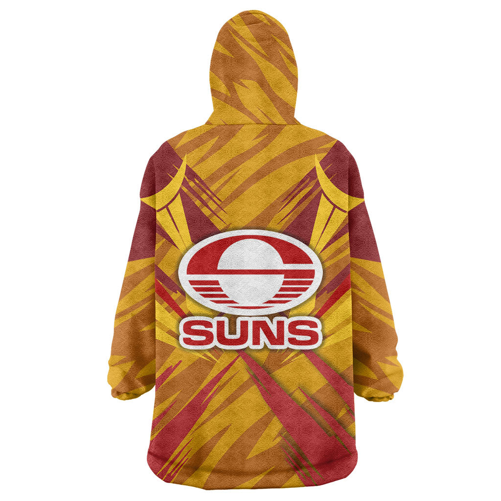 Gold Coast Suns Australian Football Wearable Blanket Hoodie Heroic Solar Mascot - Bold Team Colors
