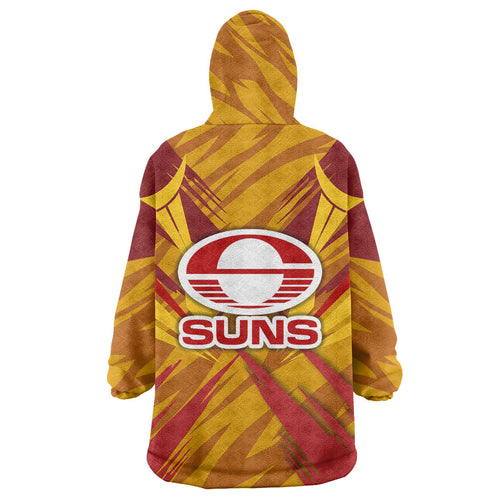 Gold Coast Suns Australian Football Wearable Blanket Hoodie Heroic Solar Mascot - Bold Team Colors