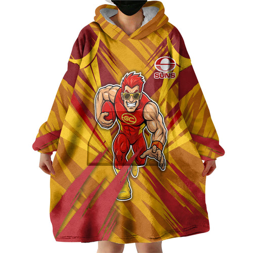 Gold Coast Suns Australian Football Wearable Blanket Hoodie Heroic Solar Mascot - Bold Team Colors