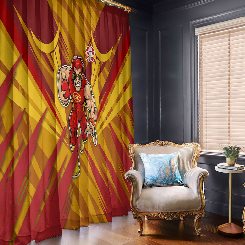 Gold Coast Suns Australian Football Window Curtain Heroic Solar Mascot - Bold Team Colors