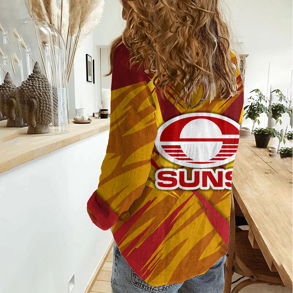Gold Coast Suns Australian Football Women Casual Shirt Heroic Solar Mascot - Bold Team Colors