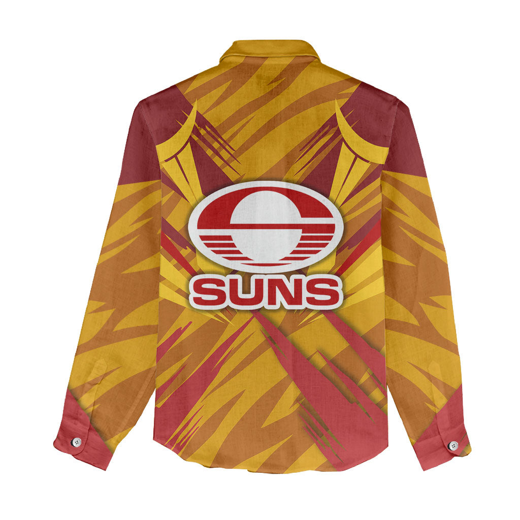 Gold Coast Suns Australian Football Women Casual Shirt Heroic Solar Mascot - Bold Team Colors