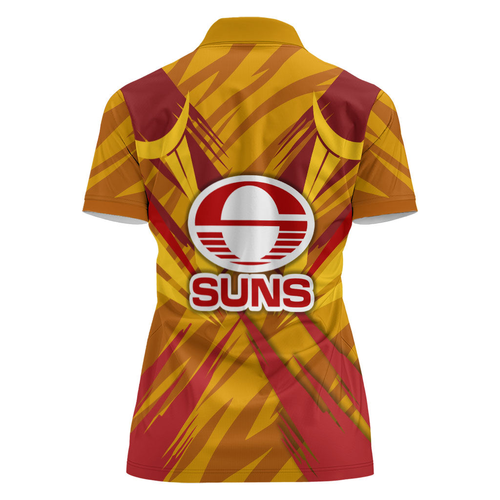 Gold Coast Suns Australian Football Women Polo Shirt Heroic Solar Mascot - Bold Team Colors