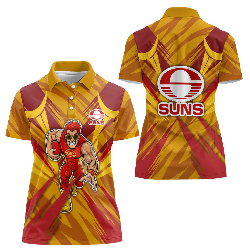 Gold Coast Suns Australian Football Women Polo Shirt Heroic Solar Mascot - Bold Team Colors